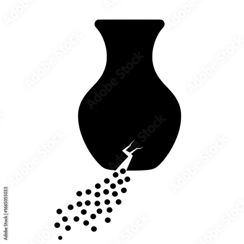 Energy Leak Icon with Cracked Vase Symbolizing Gradual Depletion
