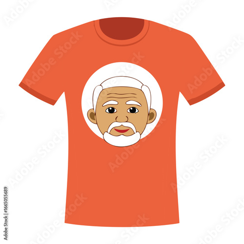 Orange t shirt with cartoon grandpa face vector