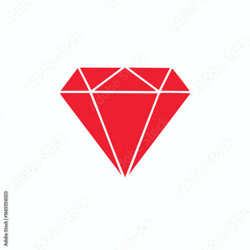 Red faceted gemstone with white outlines diamond jewel