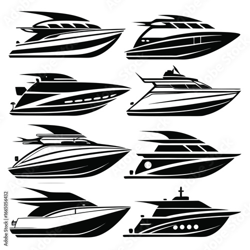 Sleek luxury yachts with sharp lines and modern designs luxury boat speed boat