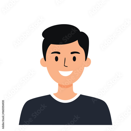 Smiling man with dark hair and black shirt portrait black hair