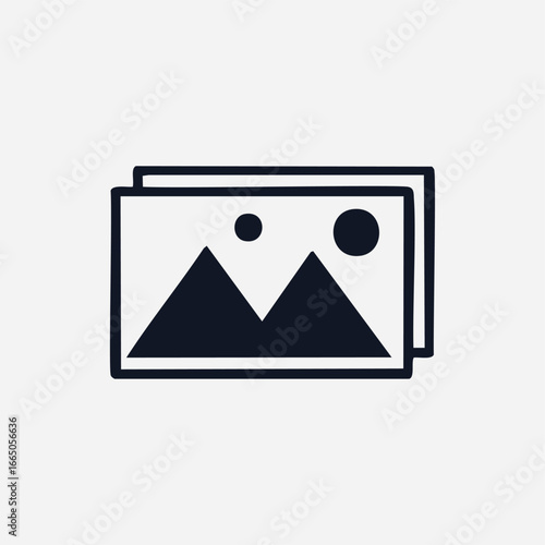 Stacked landscape icons with mountains and circles vector