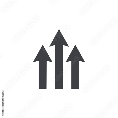 Three dark grey arrows pointing upwards direction growth