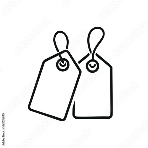 Two black outline price tags with strings label sale