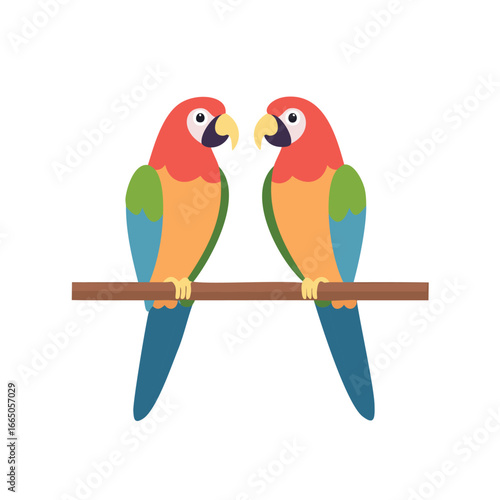 Two colorful parrots perched on a branch macaws birds