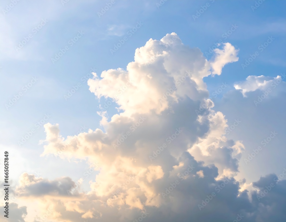 Fototapeta premium Fluffy clouds against a pale blue sky