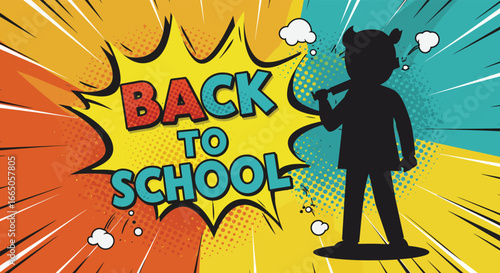 Back to school concept with silhouette of a student