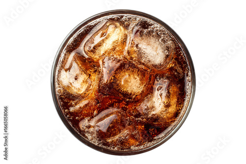 Refreshing cola drink with ice cubes isolated on transparent background