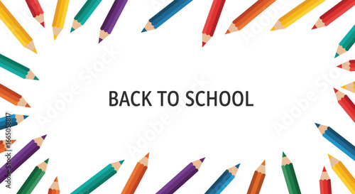 Back to school colorful pencils border frame for education and learning