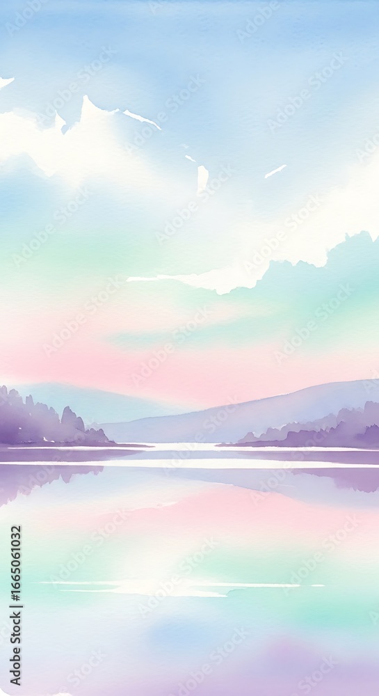 Fototapeta premium Pastel landscape painting