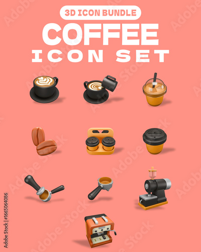 3D Icon Bundle Coffee Set