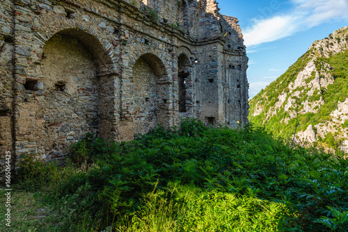 Fototapeta Naklejka Na Ścianę i Meble -  Ruins of the medieval village of San Severino da Centola. Near Palinuro, Cilento, Campania, Italy.