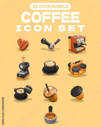 3D Icon Bundle Coffee Set