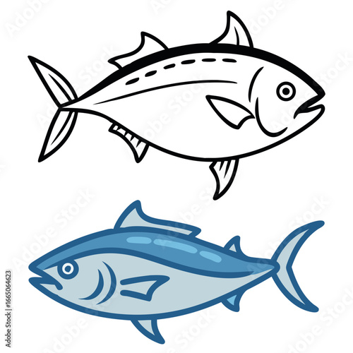 Black and white tuna fish illustration
