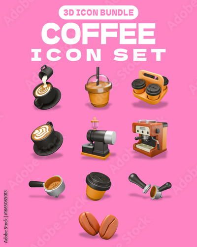 3D Icon Bundle Coffee Set