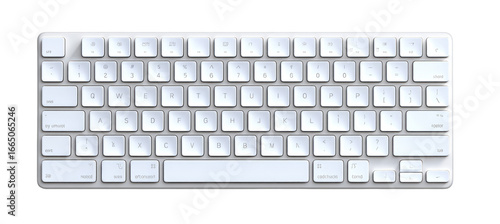 White keyboard with light gray frame.  Full size, rectangular layout.  Keys are light, bright white