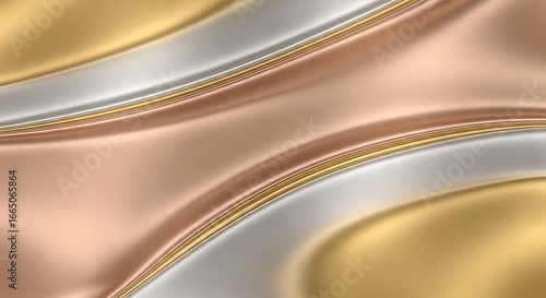 Elegant Metallic Liquid Waves Featuring Gold, Silver, and Rose Gold Hues