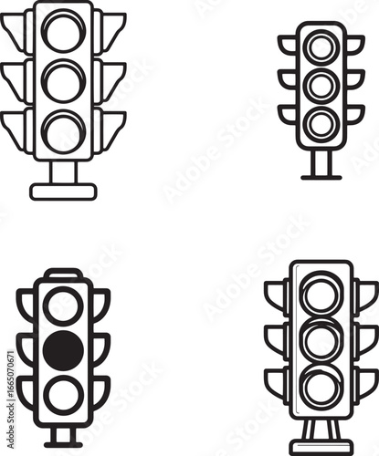 A simple line drawing of a traffic light icon, vector illustration, on a white background, with a bold black outline, and a simple design with no color, in the style of a vector illustration.eps