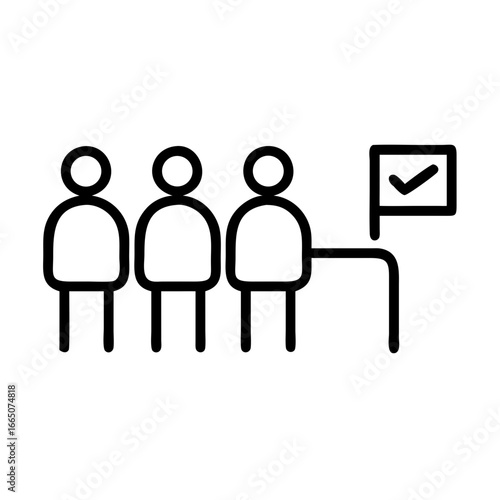 People queuing for elections with a checkmark sign in background  