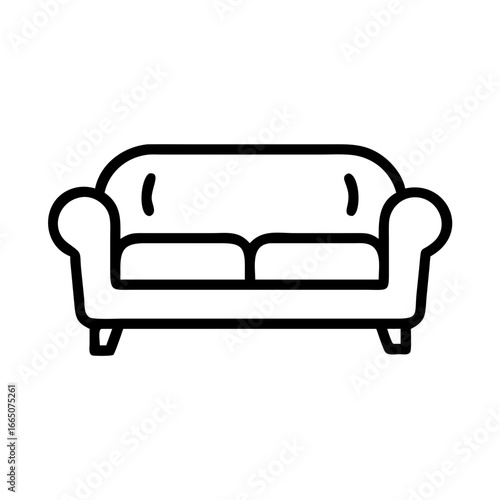 Simple line drawing of a comfortable sofa in minimalist style  