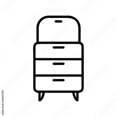 Simple outline of a chest of drawers with three storage compartments  