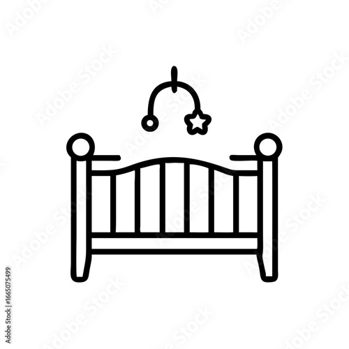 Baby crib with mobile featuring stars in minimalist design  