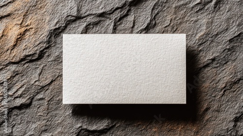 Blank business card on textured stone