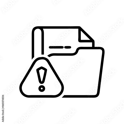 Outline of a folder with warning symbol indicating suspicious file status  