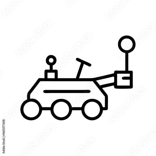 Space rover illustration in minimalist design with simple lines  