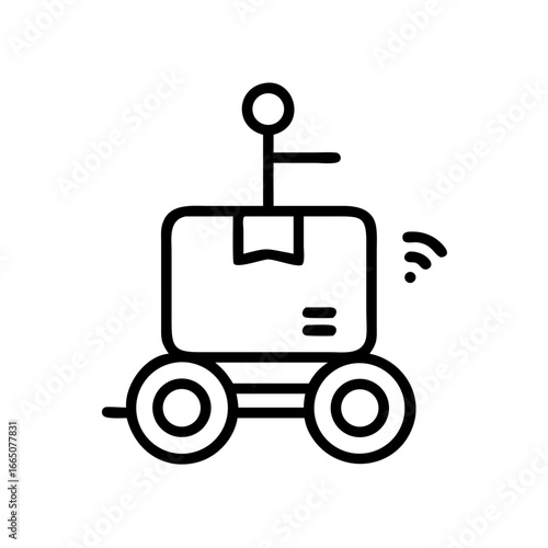 Delivery robot with cargo and antenna illustration in minimalist style  