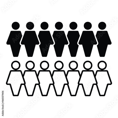 Crowd segmentation with black and white figures showing different groups within a population highlighting contrast