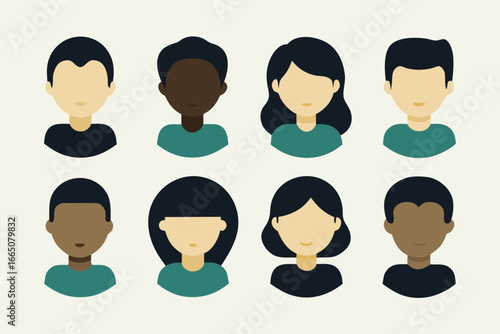 Diverse Avatar Icons Flat Portraits of Men and Women with Various Skin Tones