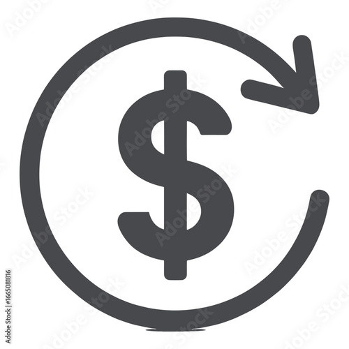 Dollar Sign with Circular Arrow Concept Representing Financial Cycle Return on Investment and Business Growth