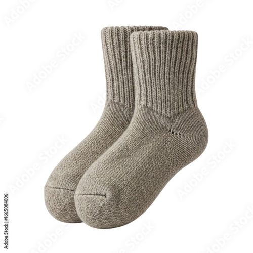 Pair of thick wool socks isolated on transparent background