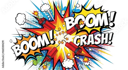 Exploding comic book style graphic