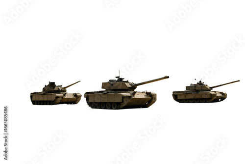 Wallpaper Mural Three military tanks in formation isolated on white background Torontodigital.ca