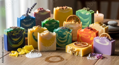 Assorted colorful handmade soaps