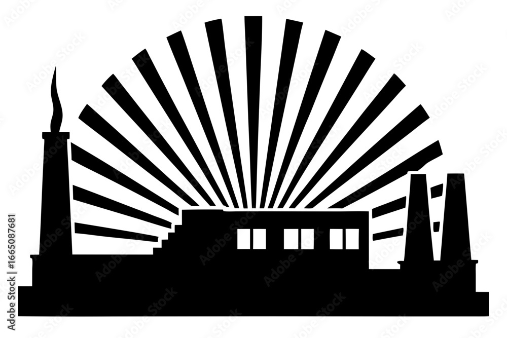 Naklejka premium Vector art of silhouette of the city