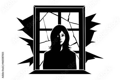 Vector illusion of virgin mary and joseph