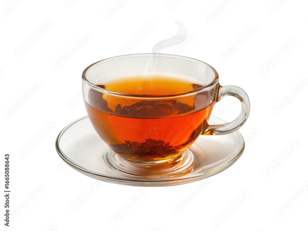 Clear glass cup filled with amber tea and steam image, Isolated, Png Transparent Background Clear glass cup filled with amber tea and steam image, Isolated, Png Transparent Background