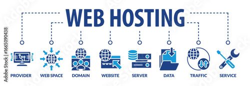 Banner SEO Online Website Web Hosting Technology Vector Illustration Concept