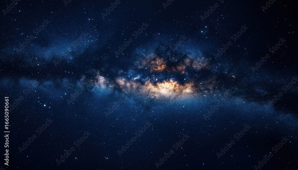 Fototapeta premium Stunning Panorama Of The Milky Way Galaxy With Stars In The Night Sky Showcasing Our Solar System Nestled Within Its Depths.