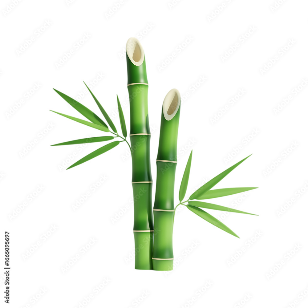 Fototapeta premium Illustration of two vibrant green bamboo shoots.