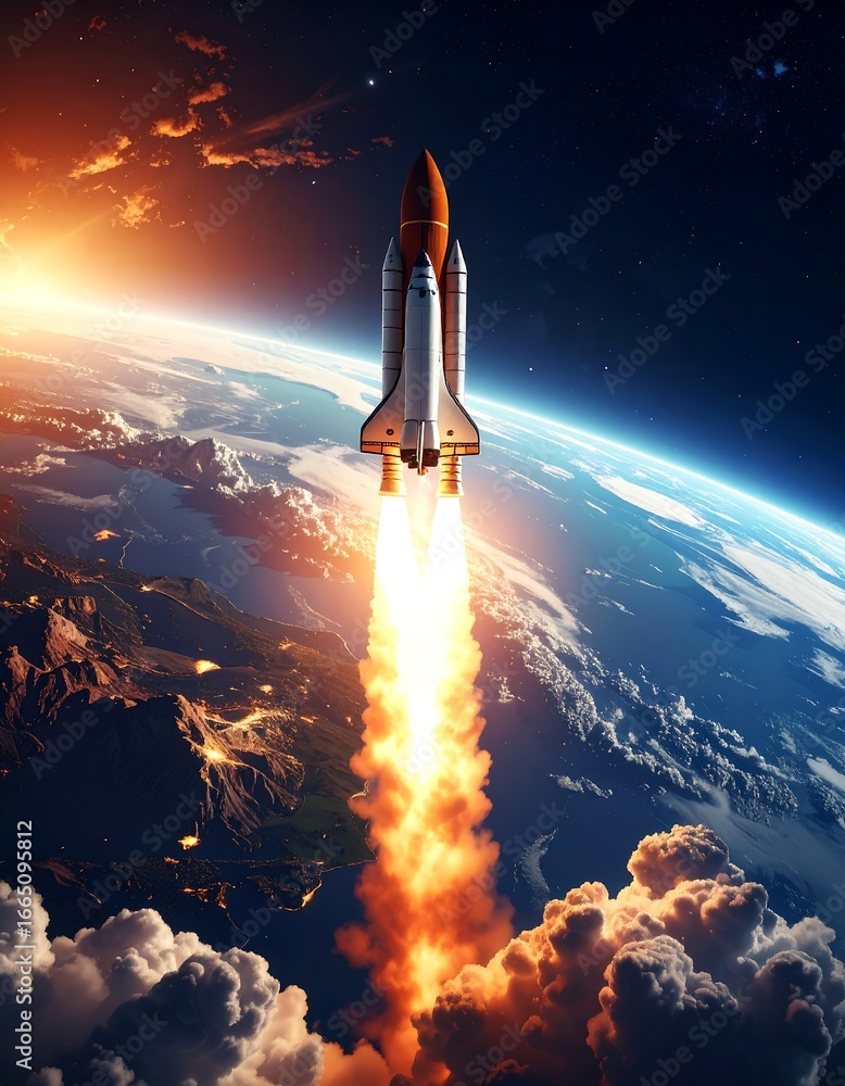 Fototapeta premium Rocket launch into space