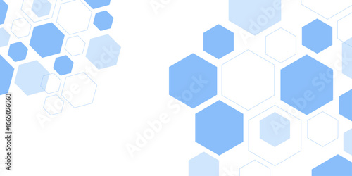 Abstract blue hexagon shape for frame illustration design