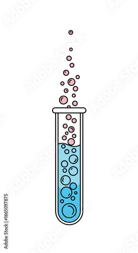 Visualizing the dynamic chemical reactions occurring within a laboratory test tube creating bubbles and gas formation