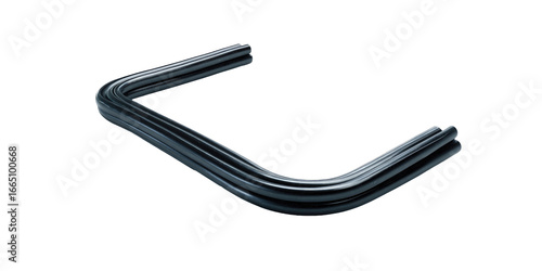 Dark, curved, ribbed, U-shaped object