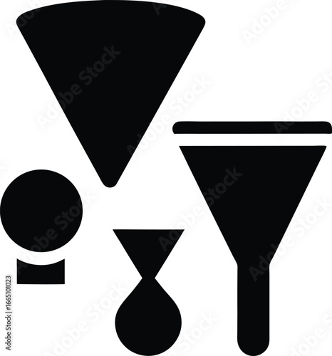 Filter Sort Icons Silhouette Vector Art Illustration