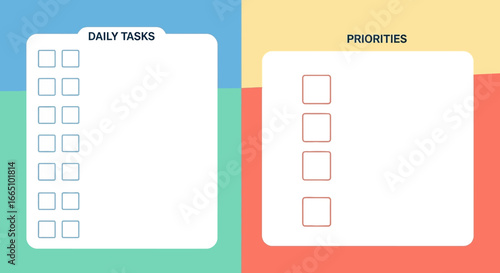 Daily tasks and priorities planner template design.