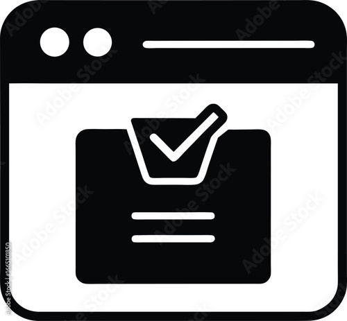 Order Confirmation Page Silhouette Vector Art Illustration